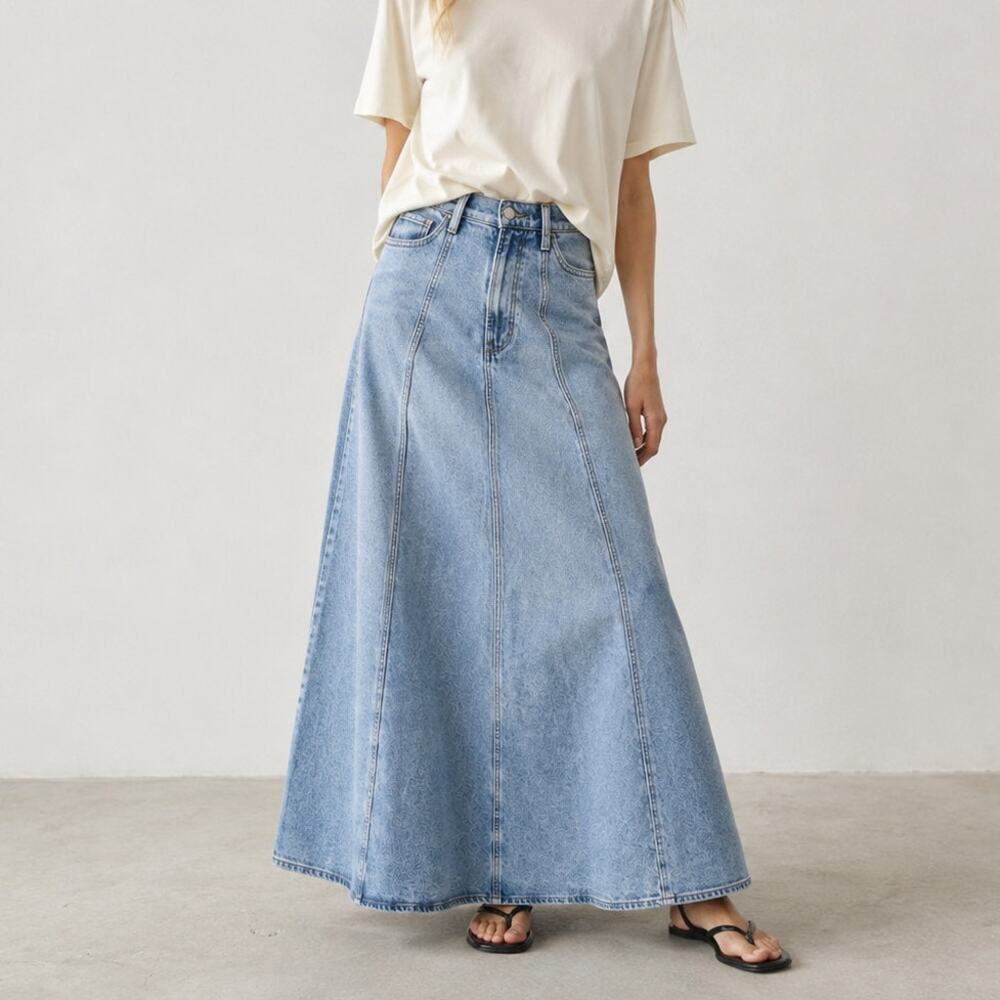 Joe's Jeans Amelia Skirt Womens 28 Blue Denim High Waist Flare A-line Midi Maxi
